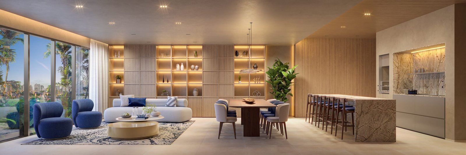 Espaço gourmet com ilha e mesa para doze — Marino by Breton, Barra da Tijuca
