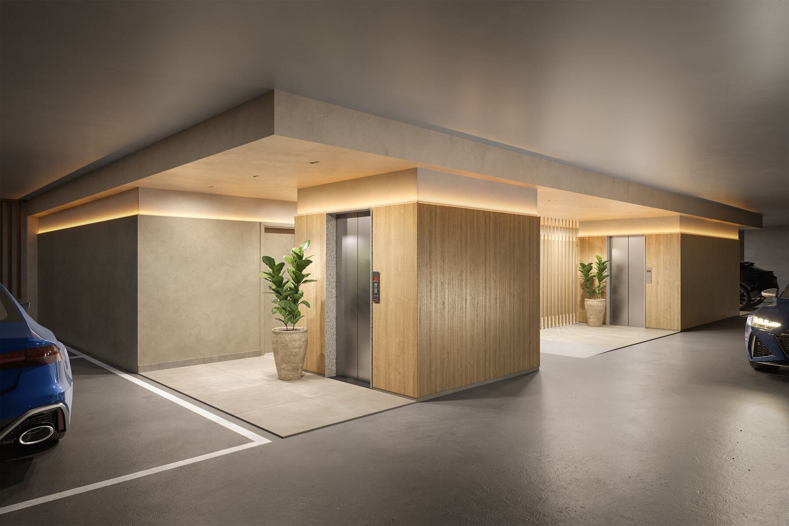 Hall de elevadores no subsolo — Marino by Breton, Barra da Tijuca